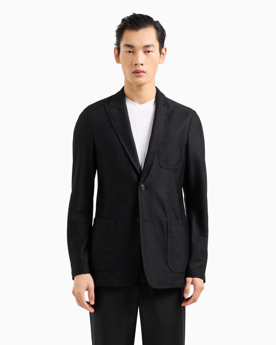 The World Of Armani GIACCA MONOPETTO ICON IN GAUFRÉ TECNICO