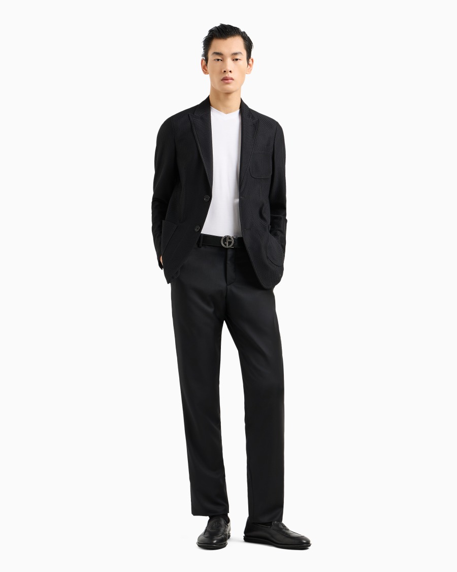 The World Of Armani GIACCA MONOPETTO ICON IN GAUFRÉ TECNICO