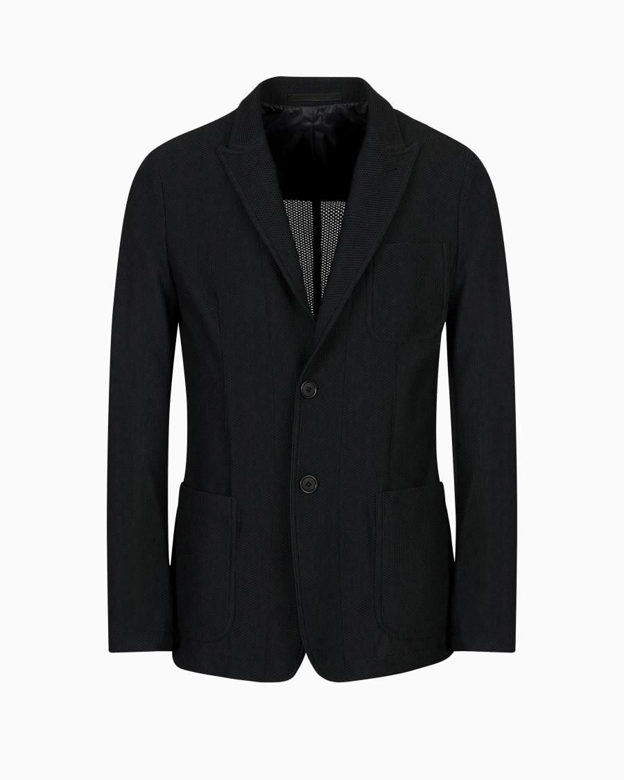 The world of armani GIACCA MONOPETTO ICON IN GAUFRÉ TECNICO