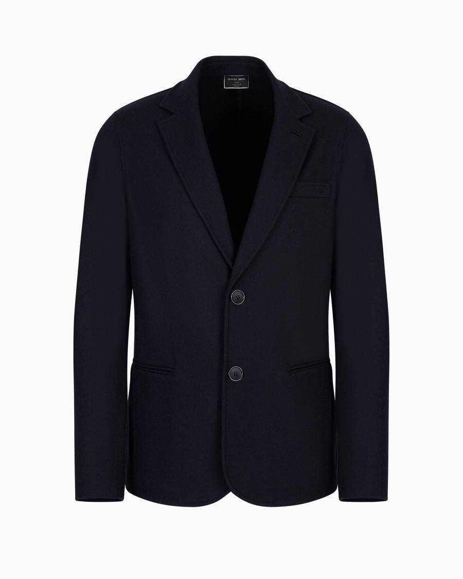 The world of armani GIACCA MONOPETTO ICON IN JERSEY DI PANNO IN PURO CASHMERE