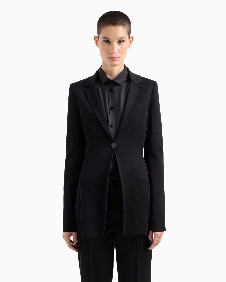 The World Of Armani GIACCA MONOPETTO IN ACCOPPIATO DI VISCOSA E LANA VERGINE
