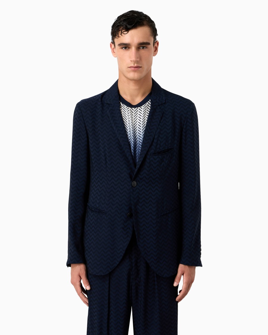 The World Of Armani GIACCA MONOPETTO IN CUPRO E VISCOSA JACQUARD ASV