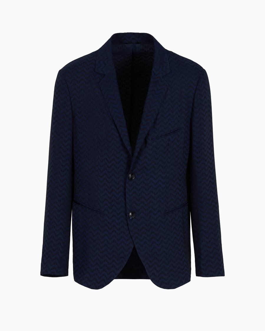 The world of armani GIACCA MONOPETTO IN CUPRO E VISCOSA JACQUARD ASV