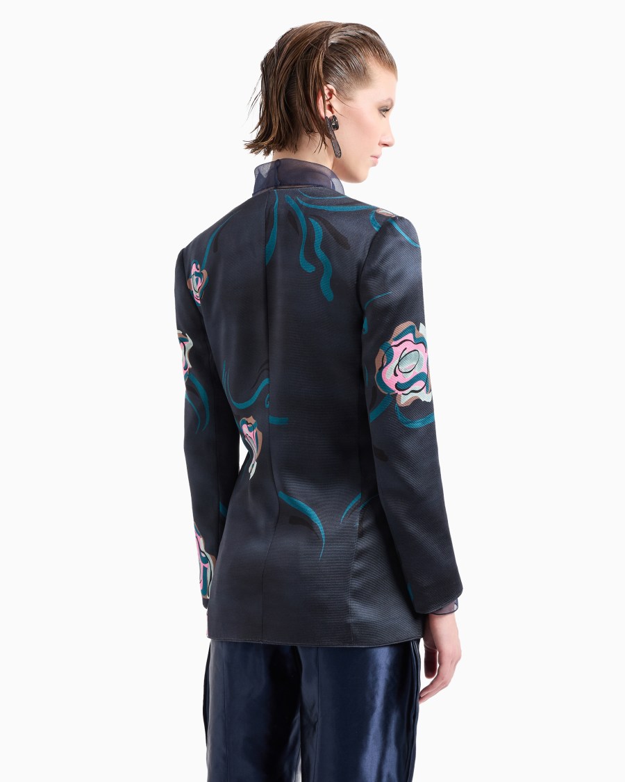 The World Of Armani GIACCA MONOPETTO IN FAILLE DI SETA CON STAMPA FLOREALE