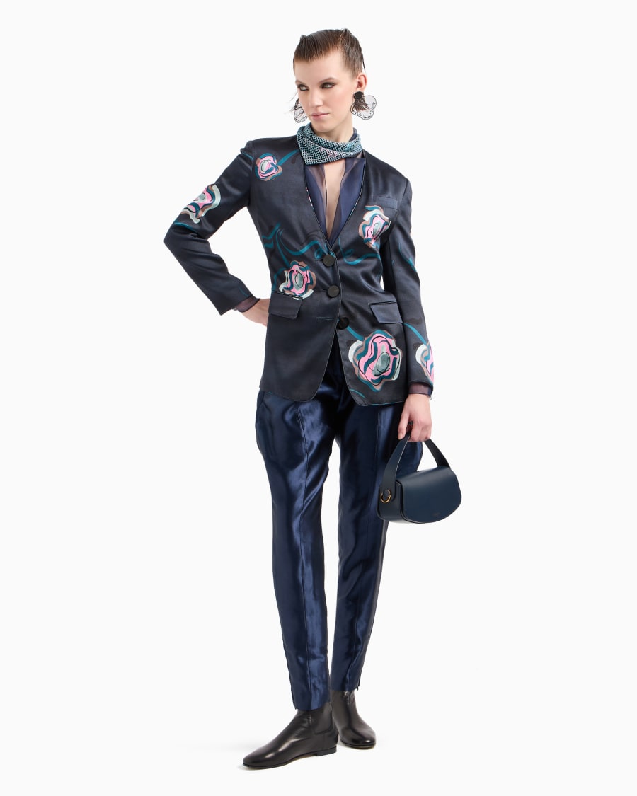 The World Of Armani GIACCA MONOPETTO IN FAILLE DI SETA CON STAMPA FLOREALE