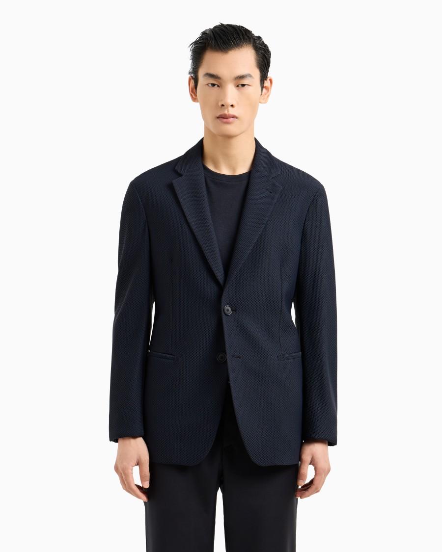 The World Of Armani GIACCA MONOPETTO IN GAUFRÉ TECNICO