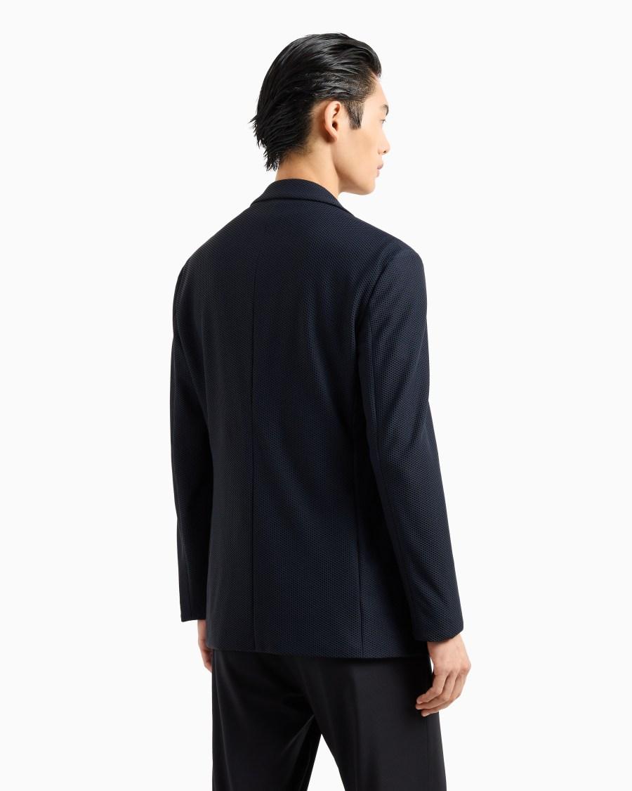 The World Of Armani GIACCA MONOPETTO IN GAUFRÉ TECNICO