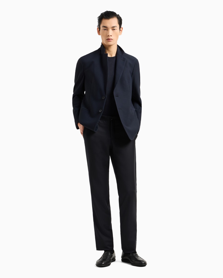 The World Of Armani GIACCA MONOPETTO IN GAUFRÉ TECNICO