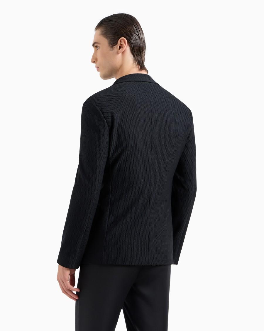 The World Of Armani GIACCA MONOPETTO IN GAUFRÉ TECNICO