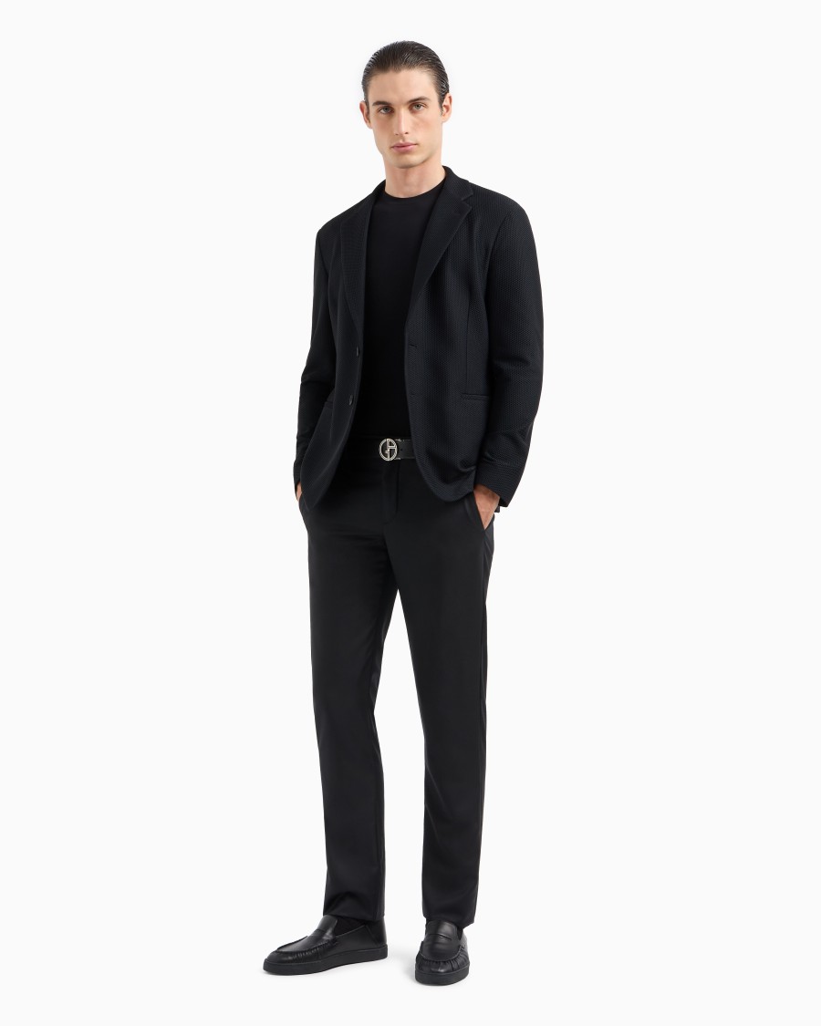 The World Of Armani GIACCA MONOPETTO IN GAUFRÉ TECNICO