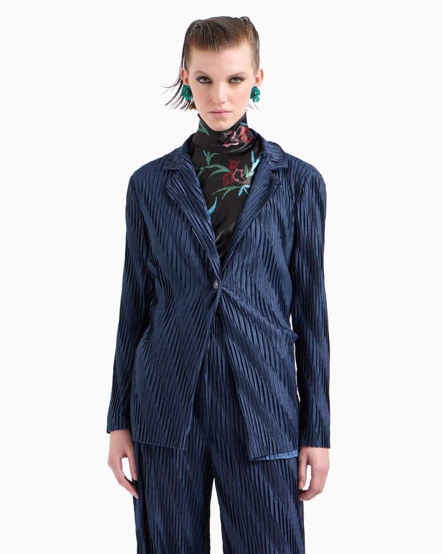 The World Of Armani GIACCA MONOPETTO IN JERSEY BICOLORE PLISSÉ ASV