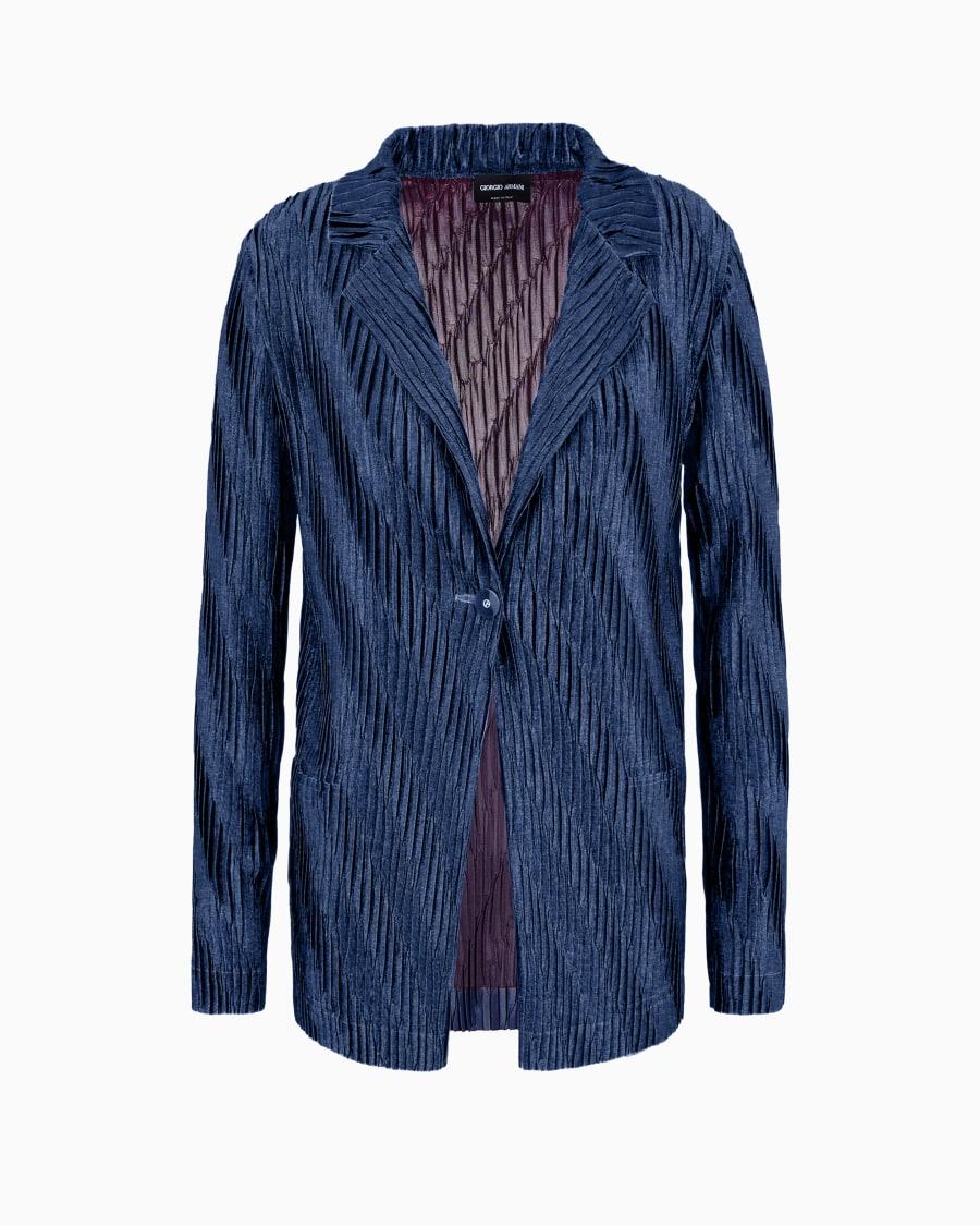 The world of armani GIACCA MONOPETTO IN JERSEY BICOLORE PLISSÉ ASV