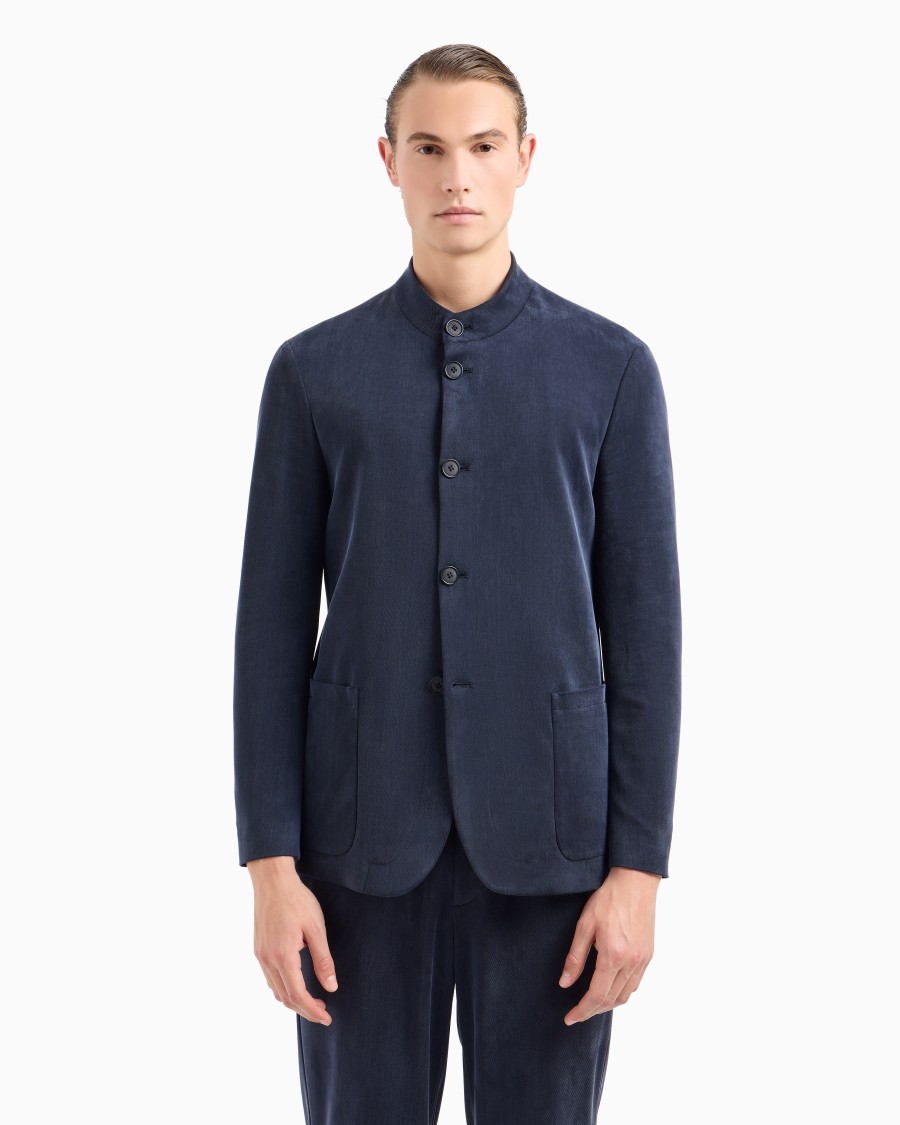 The World Of Armani GIACCA MONOPETTO IN JERSEY DI CUPRO