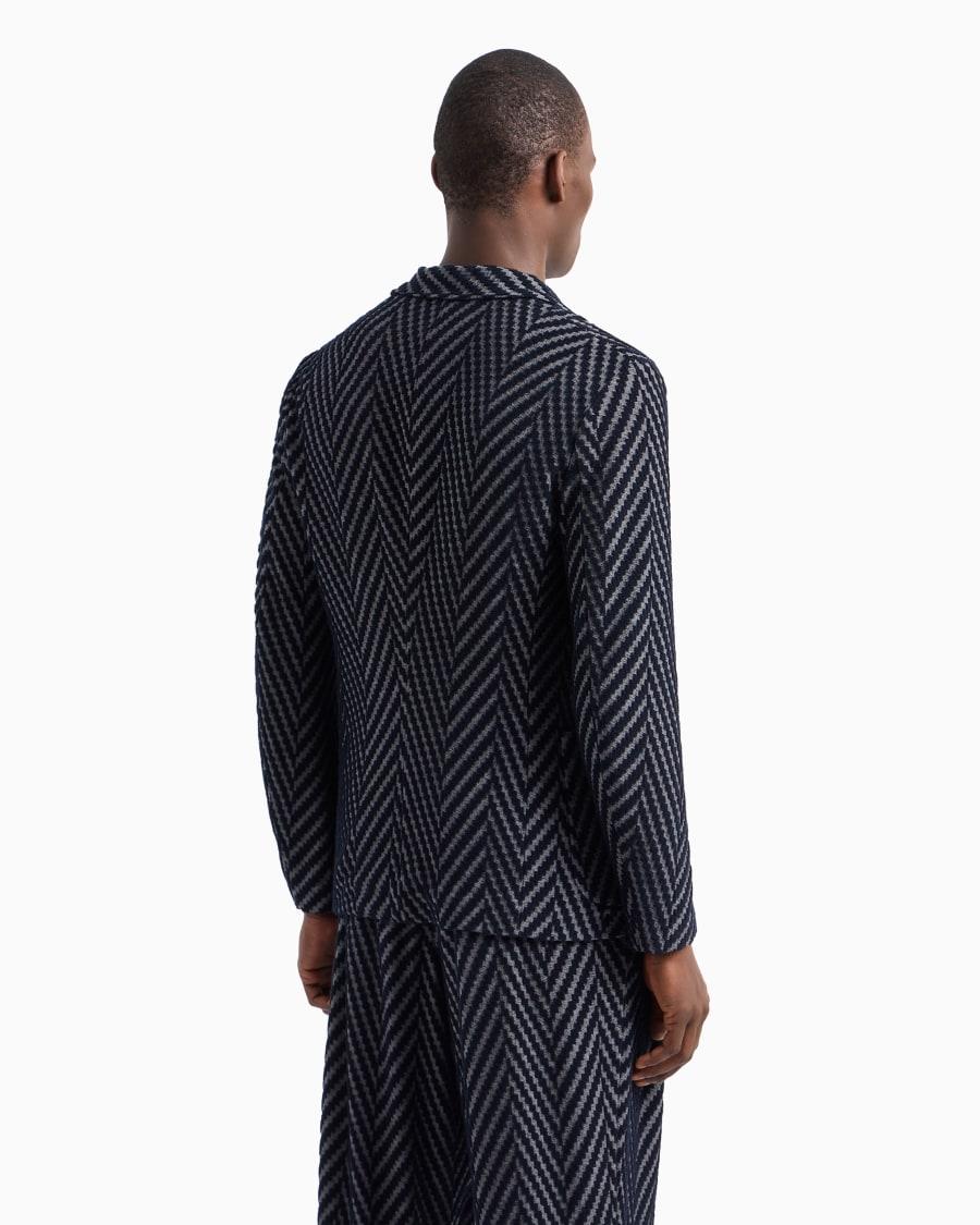 The World Of Armani GIACCA MONOPETTO IN JERSEY DI MISTO COTONE E VISCOSA JACQUARD CHEVRON