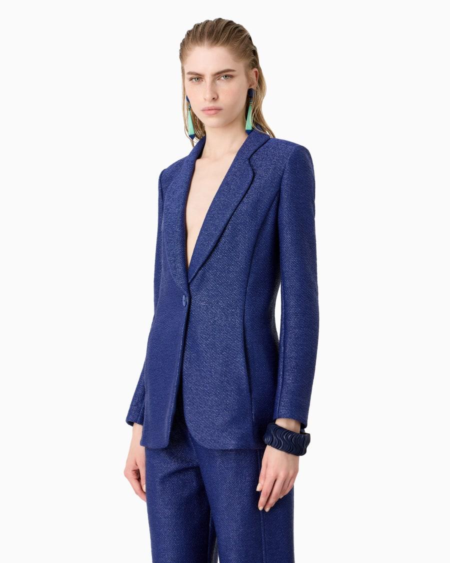 The World Of Armani GIACCA MONOPETTO IN JERSEY DI MISTO COTONE JACQUARD EFFETTO RAFIA