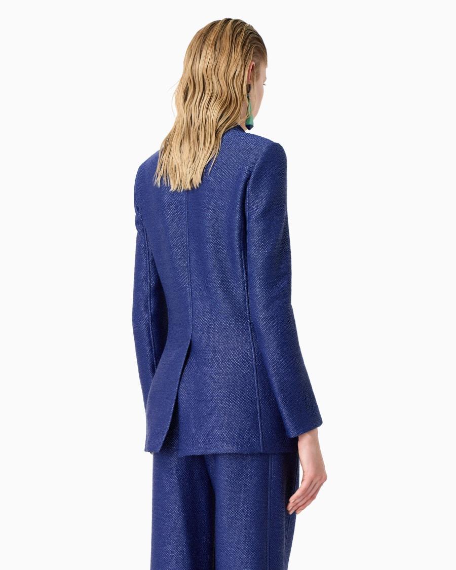 The World Of Armani GIACCA MONOPETTO IN JERSEY DI MISTO COTONE JACQUARD EFFETTO RAFIA