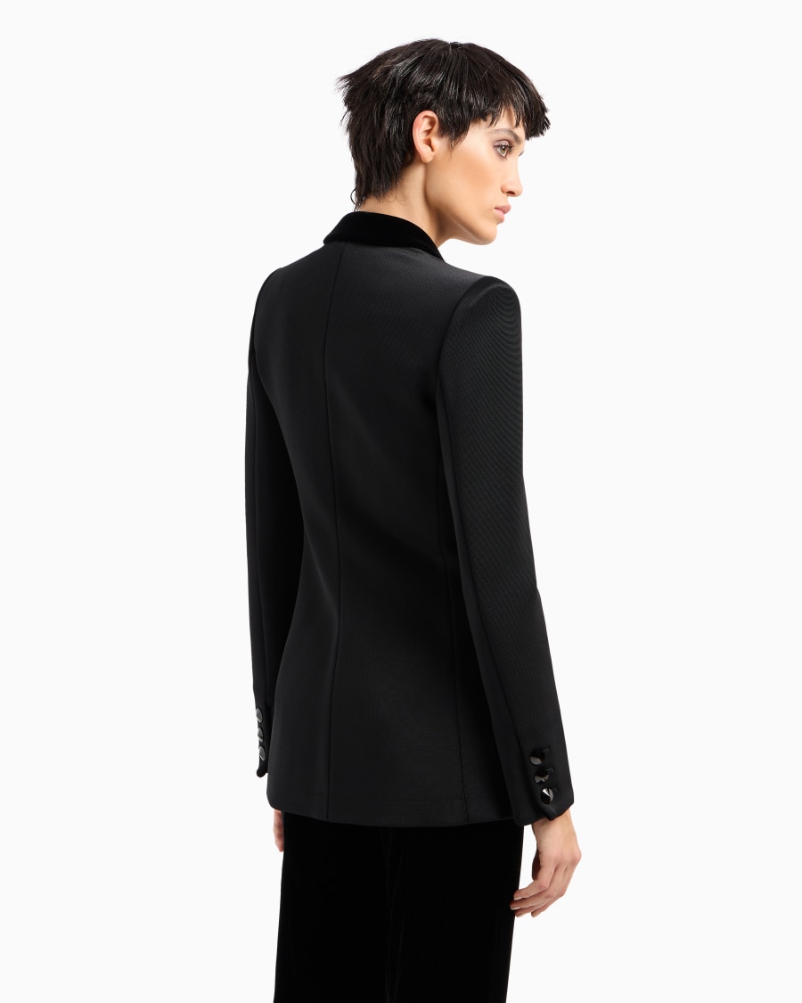 The World Of Armani GIACCA MONOPETTO IN JERSEY DOUBLE E VELLUTO CON RICAMI