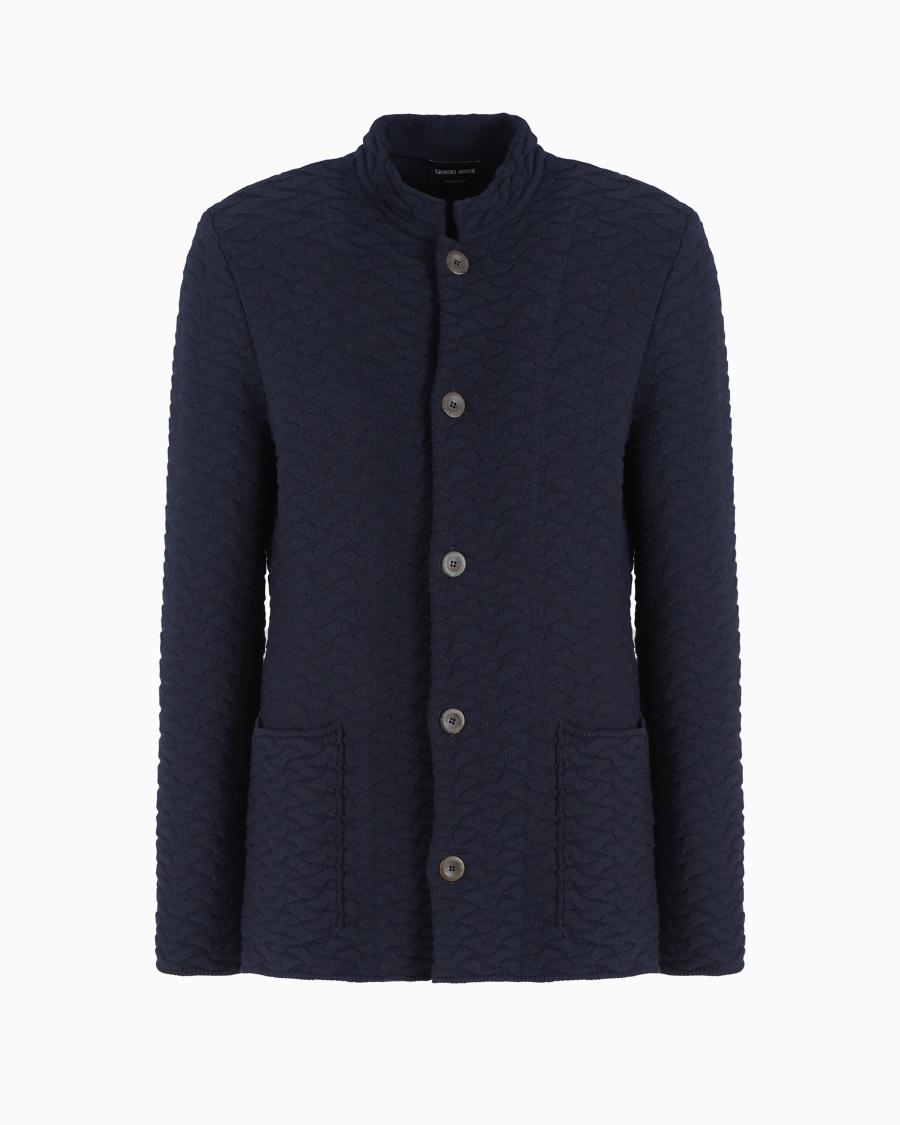 The world of armani GIACCA MONOPETTO IN MAGLIA DI LANA VERGINE