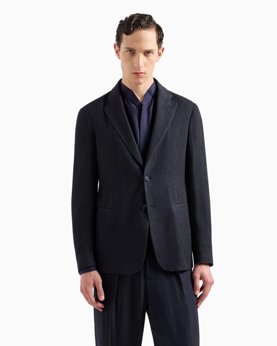 The World Of Armani GIACCA MONOPETTO IN MISTO CUPRO EFFETTO MESH