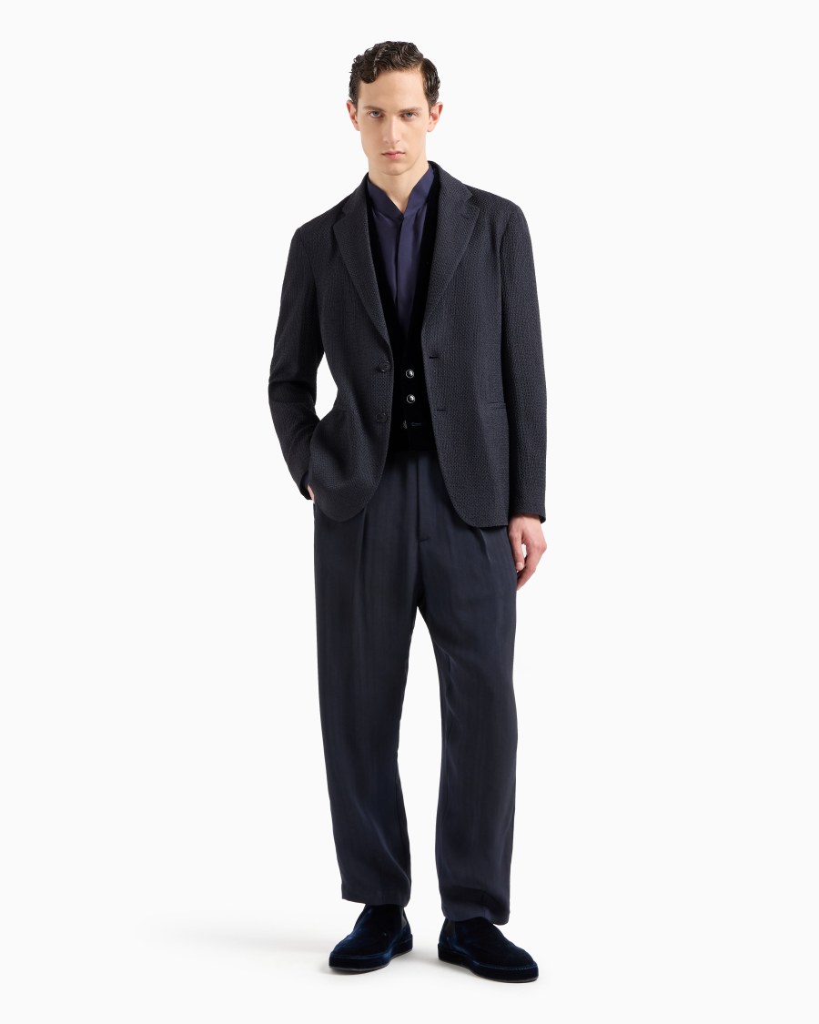 The World Of Armani GIACCA MONOPETTO IN MISTO CUPRO EFFETTO MESH