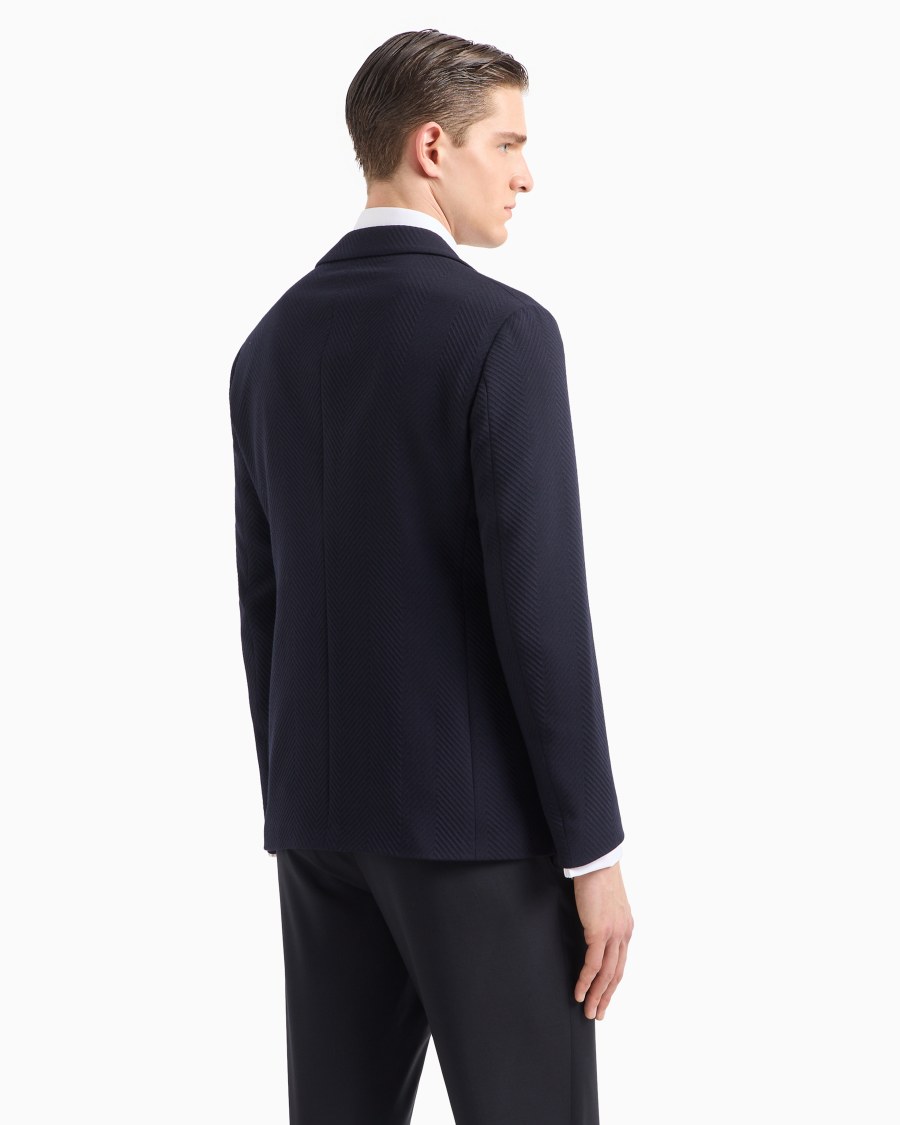 The World Of Armani GIACCA MONOPETTO IN MISTO LANA STRETCH JACQUARD CHEVRON
