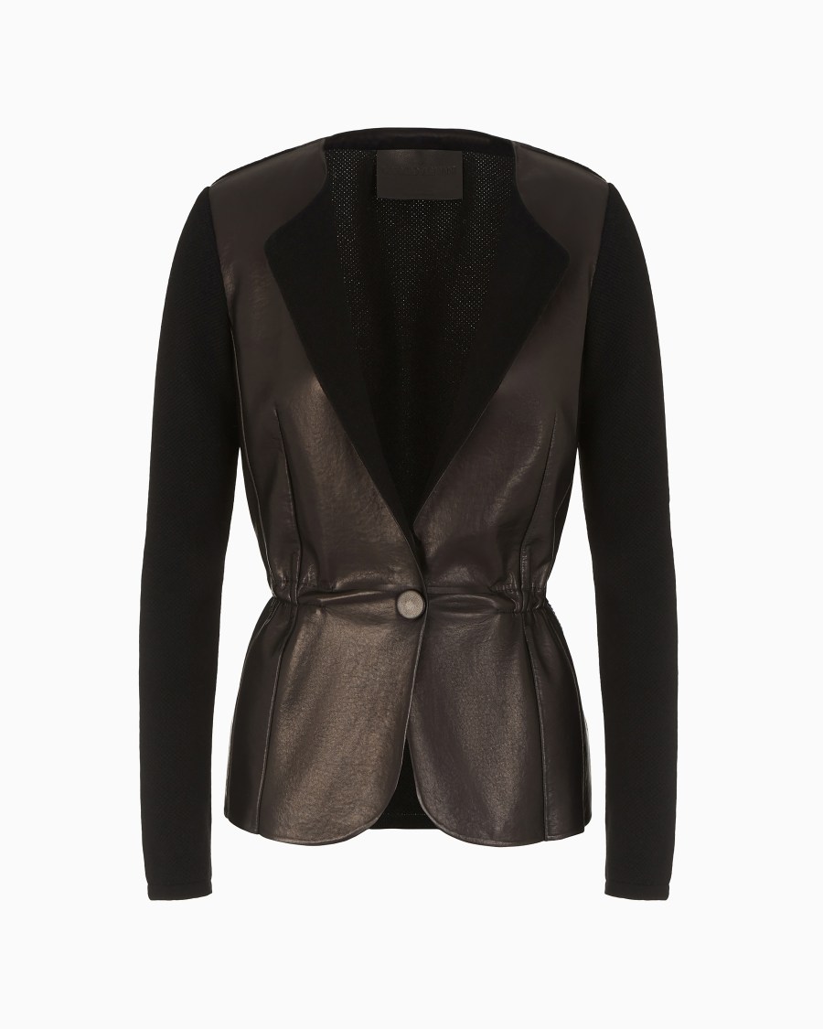 The world of armani GIACCA MONOPETTO IN NAPPA E CASHMERE