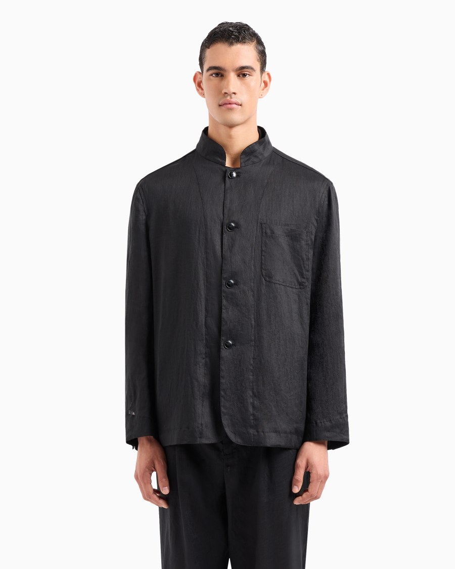 The World Of Armani GIACCA MONOPETTO IN TELA DI LINO