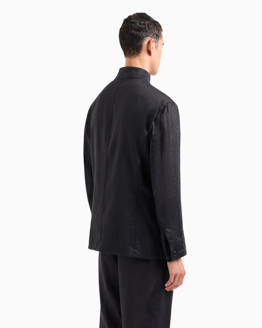 The World Of Armani GIACCA MONOPETTO IN TELA DI LINO