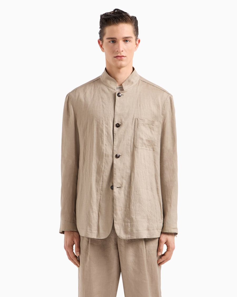 The World Of Armani GIACCA MONOPETTO IN TELA DI LINO