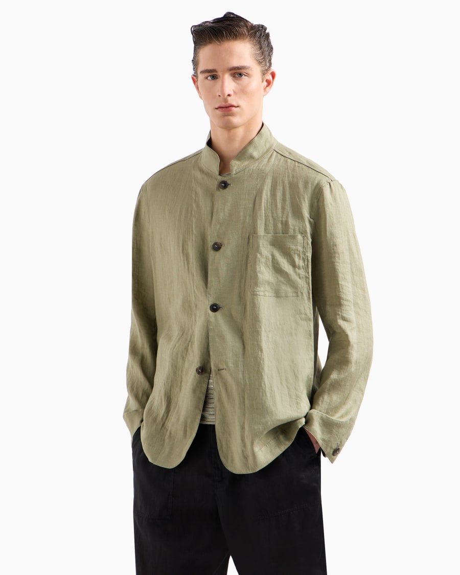 The World Of Armani GIACCA MONOPETTO IN TELA DI LINO