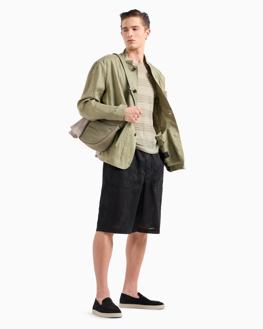 The World Of Armani GIACCA MONOPETTO IN TELA DI LINO