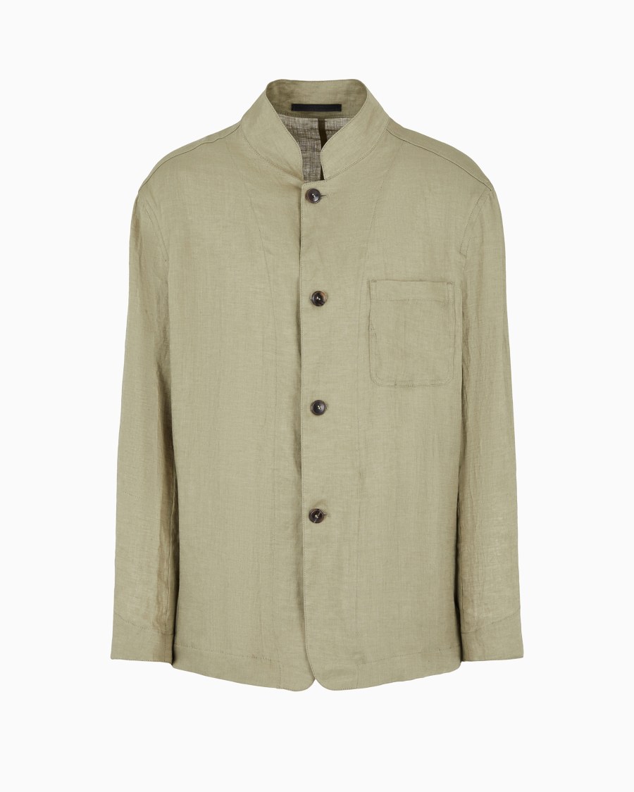 The world of armani GIACCA MONOPETTO IN TELA DI LINO