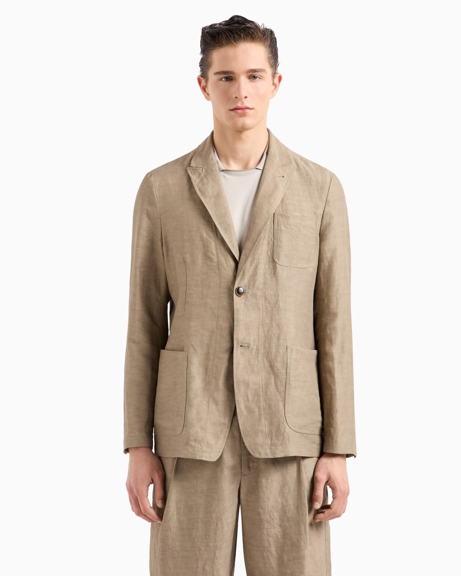 The World Of Armani GIACCA MONOPETTO IN TELA DI VISCOSA E LINO