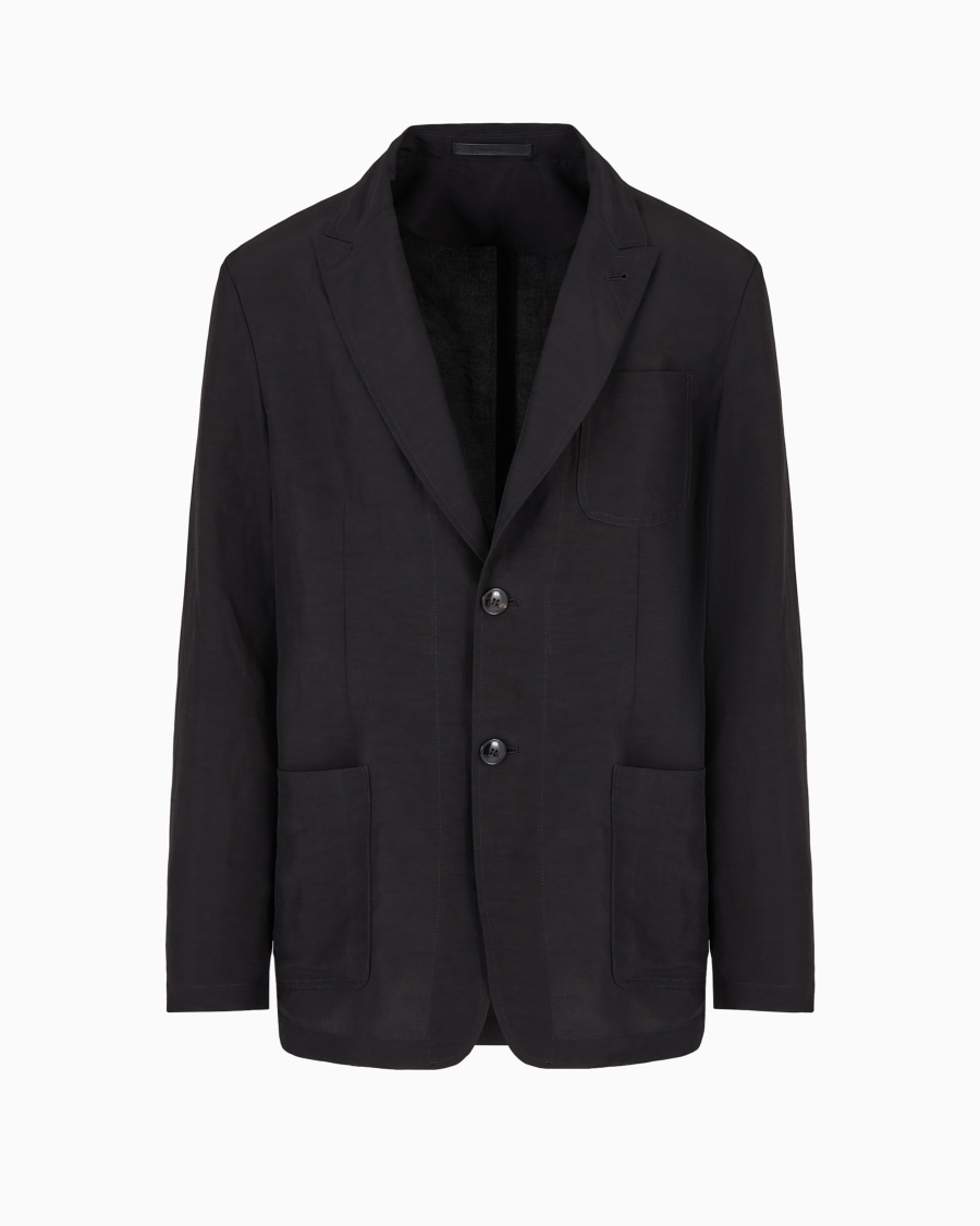 The world of armani GIACCA MONOPETTO IN TELA DI VISCOSA E LINO