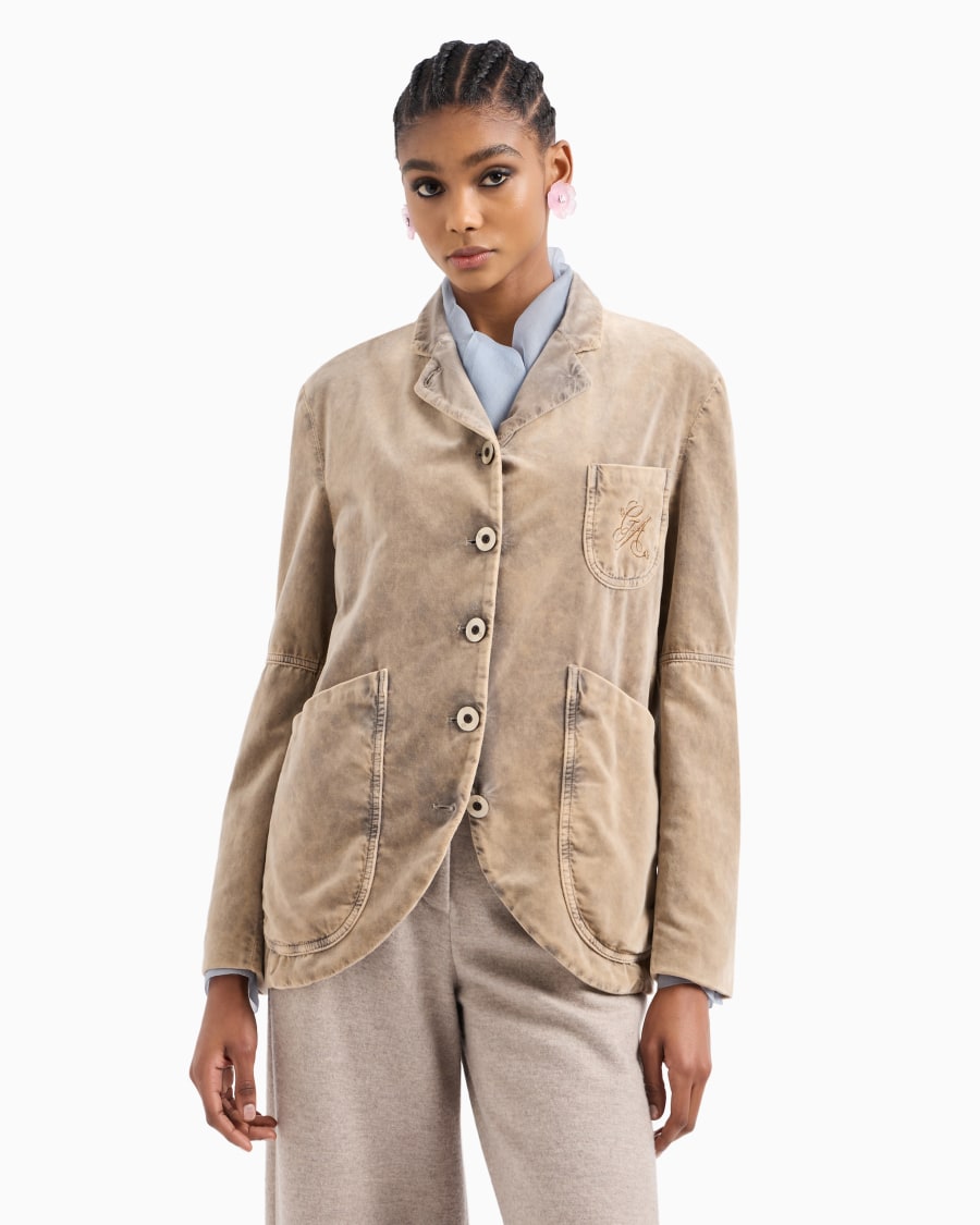 The World Of Armani GIACCA MONOPETTO IN VELLUTO DI COTONE