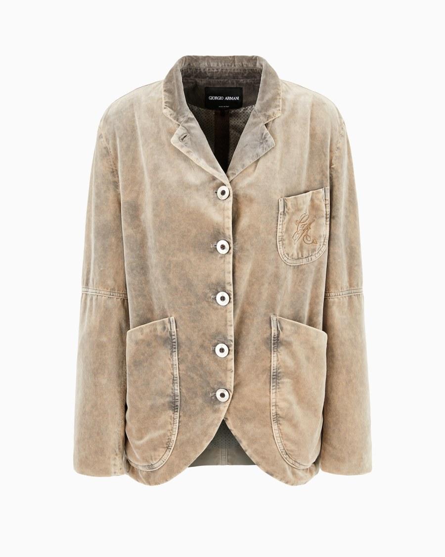 The world of armani GIACCA MONOPETTO IN VELLUTO DI COTONE