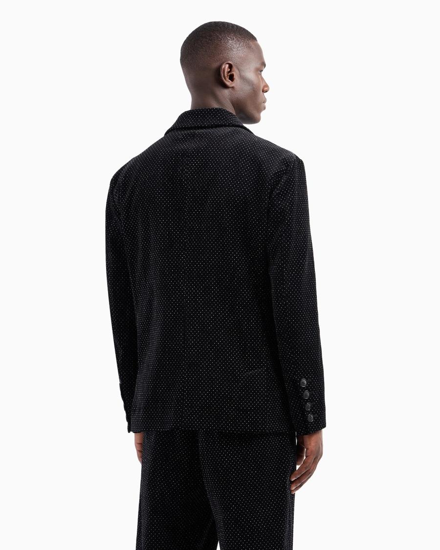 The World Of Armani GIACCA MONOPETTO IN VELLUTO SEERSUCKER CON MOTIVO A POIS