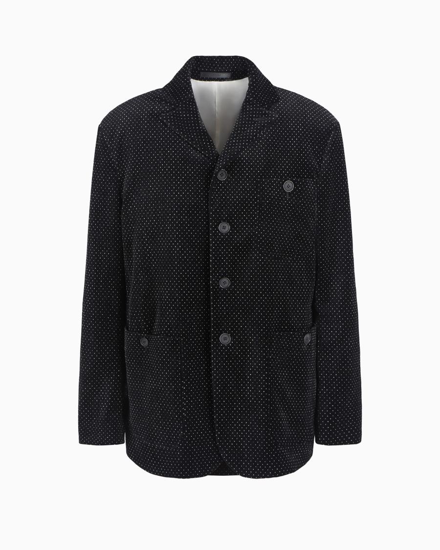 The world of armani GIACCA MONOPETTO IN VELLUTO SEERSUCKER CON MOTIVO A POIS