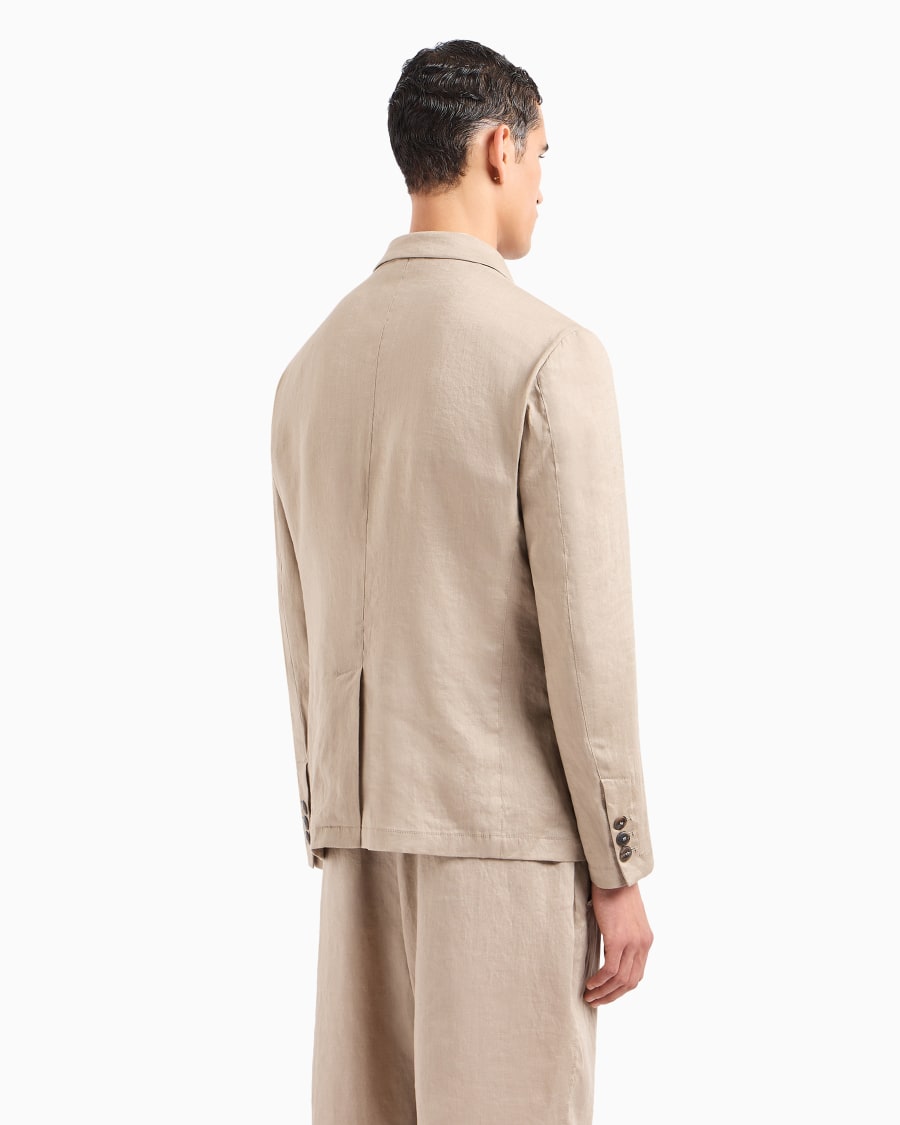 The World Of Armani GIACCA SAHARIANA MONOPETTO IN TELA DI LINO