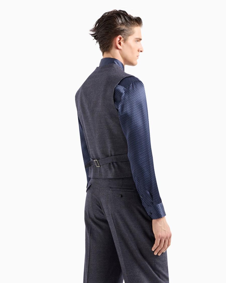 The World Of Armani GILET DOPPIOPETTO IN LANA VERGINE E CASHMERE EFFETTO DENIM