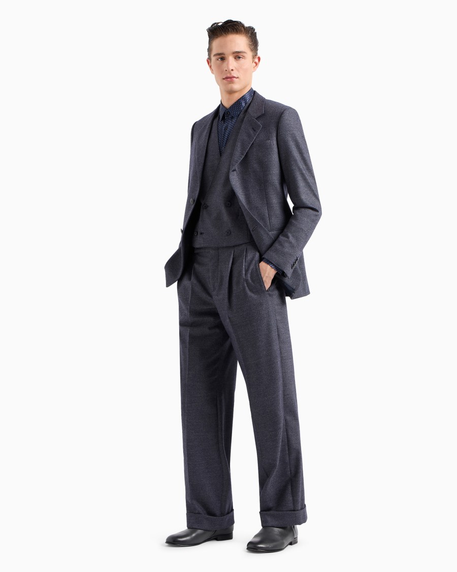 The World Of Armani GILET DOPPIOPETTO IN LANA VERGINE E CASHMERE EFFETTO DENIM