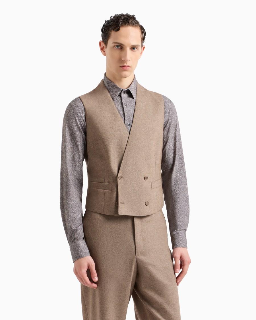 The World Of Armani GILET DOPPIOPETTO IN LANA VERGINE E CASHMERE EFFETTO DENIM