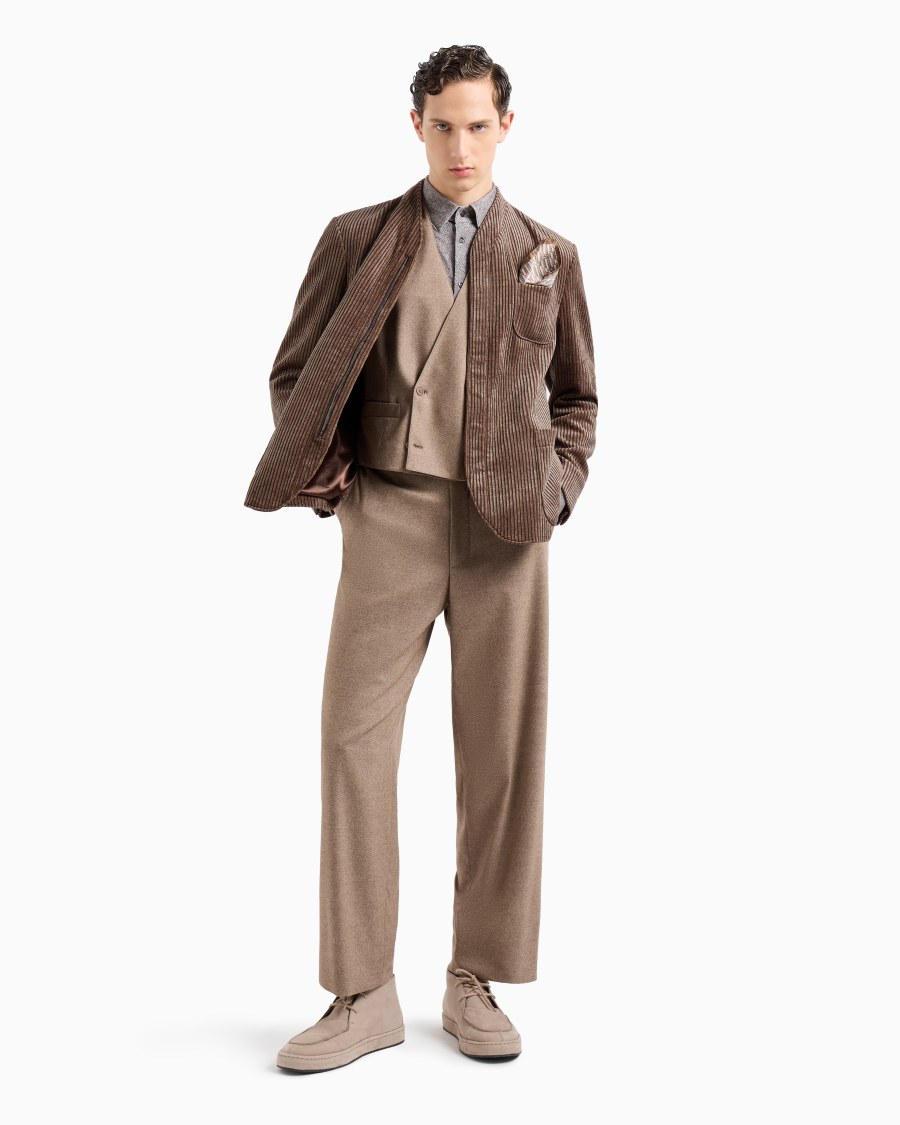 The World Of Armani GILET DOPPIOPETTO IN LANA VERGINE E CASHMERE EFFETTO DENIM