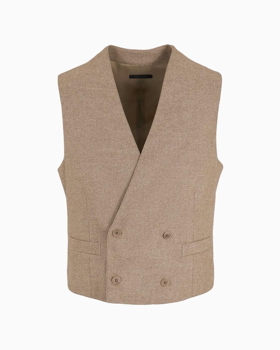 The world of armani GILET DOPPIOPETTO IN LANA VERGINE E CASHMERE EFFETTO DENIM