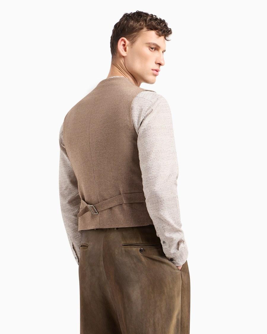 The World Of Armani GILET MONOPETTO IN LANA E VISCOSA CANNETÉ