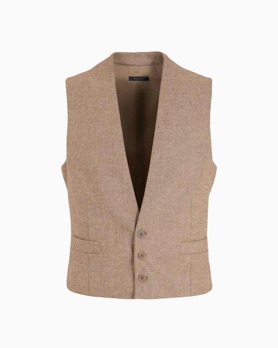 The world of armani GILET MONOPETTO IN LANA E VISCOSA CANNETÉ