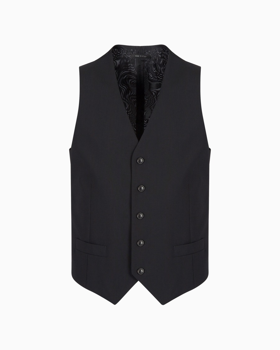 The world of armani GILET MONOPETTO IN LANA VERGINE