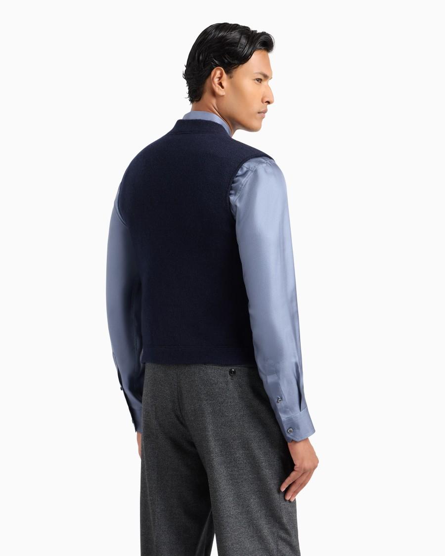 The World Of Armani GILET MONOPETTO IN MAGLIA DI CASHMERE