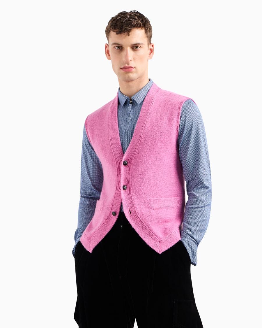 The World Of Armani GILET MONOPETTO IN MAGLIA DI CASHMERE