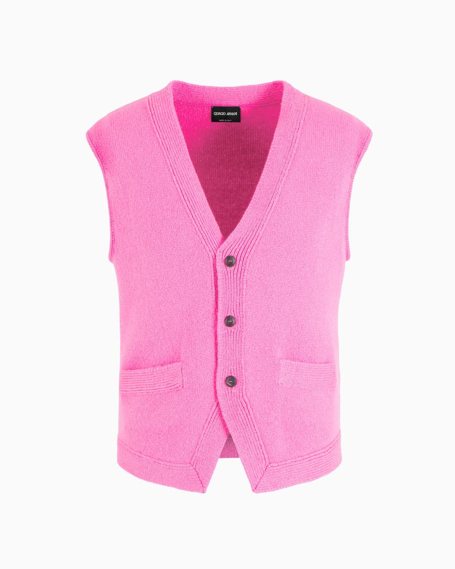 The world of armani GILET MONOPETTO IN MAGLIA DI CASHMERE